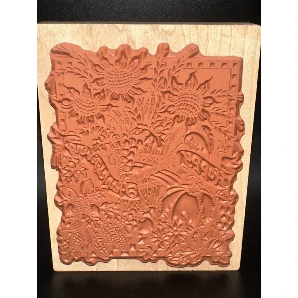 PSX Happy Thanksgiving Sunflowers Pumpkin Corn Wheat K1374 Rubber Stamp